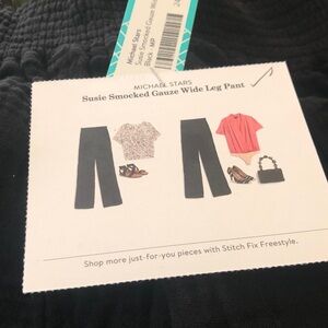 Michael Stars Susie Smocked Gauze Wide Leg Pants in Black